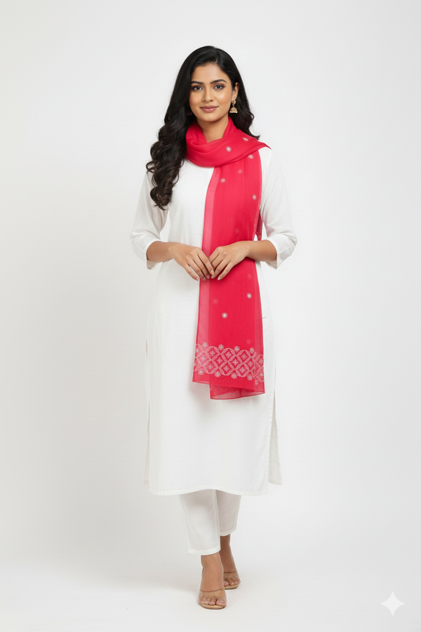 Fuschia Red Diamond Pattern Stole